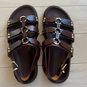 Sezane Rima Low Sandals Brown - Size 8